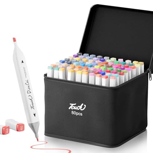 RUN HELIX Alcohol Markers, 80 Colors Dual Tip Markers Broad Brush Tip and Fine Tip, Marker for Coloring Drawing Painting Art, Alcohol Marker Set with Case for Adults(White Barrel)