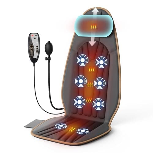 SLOTHMORE Massage Seat Cushion, Vibration Back Massager with Heat, Massage Chair Pad with Adjustable Neck Pillow, Neck/Back/Hip Heating, 8 Vibration Motors,Gifts - Image 1
