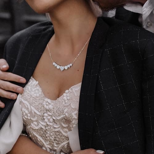 JACUPO 5.2CT Heart Shaped Multiple Cubic Zirconia Necklace for Women S925 White Gold Plated I Love You Necklace Wedding Anniversary Birthday Gift for Wife Mom Girlfriend Ladies Jewelry - Thumbnail 5