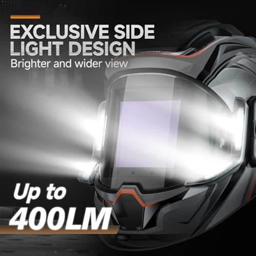 ANDELI Welding Helmet with 4 LED Light, 180° Panoramic 6 Arc Sensor True Color Auto Darkening Welding Hood with Internal Display, 2400mAh Rechargeable Battery for TIG/MIG/Cut/Grind Moner LED PRO - Thumbnail 3