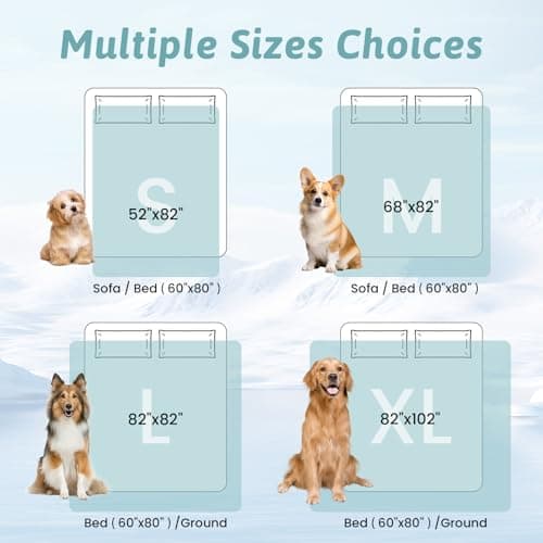 COZY KISS Dog Cooling Mat 82"x102" Q-Max>0.4, Extra Large Waterproof Cooling Dog Bed Cover, Leakproof Non-Slip Pet Mat, Furniture Protector Washable Cooling Blanket for XL Dogs, Sofa Cover (Beige) - Thumbnail 2