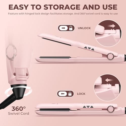 MiroPure 1.5 Inch Flat Iron, 2 in 1 Hair Straightener and Curler, 30s Fast Heating Hair Straightener with 3D Ceramic Floating Plates, 60min Auto Shut-Off, Dual Voltage for Travel (300-450°F) - Thumbnail 6