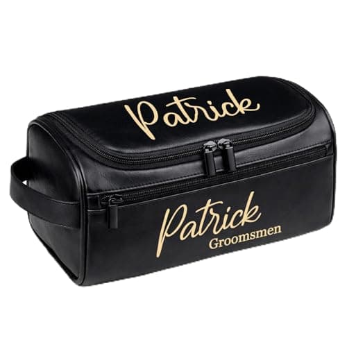 Xpanrous Personalized Travel Toiletry Bag - Hanging Toiletry Bag for Men Water Resistant Leather Shaving Bag with Large Capacity for Travel, Custom Engraving Gift for Husband Dad (Black) - Image 1