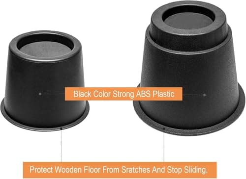 NKPOPHETE 8 inch Bed Risers Adjustable Furniture Risers - Heavy Duty Non-Slip Lift Supports for Beds/Couches/Sofas, Durable Round Design with Creates Storage Space (6 Pack Black, 3/5/8 inch Round) - Thumbnail 2