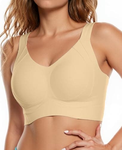 COMFELIE Wireless Minimizer Bra No Underwire Side Shaping Full Coverage for Large Bust Beige - Image 1