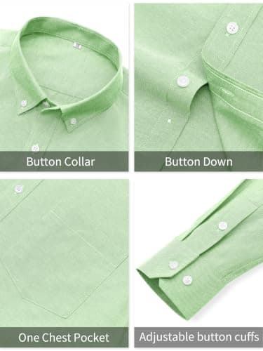 GIANZEN Grade 3.5 Wrinkle-Resistant Men's Mint Green Lightweight Oxford Dress Shirts Long Sleeve Business Casual Pocket Shirt Mint Green Size S - Thumbnail 6