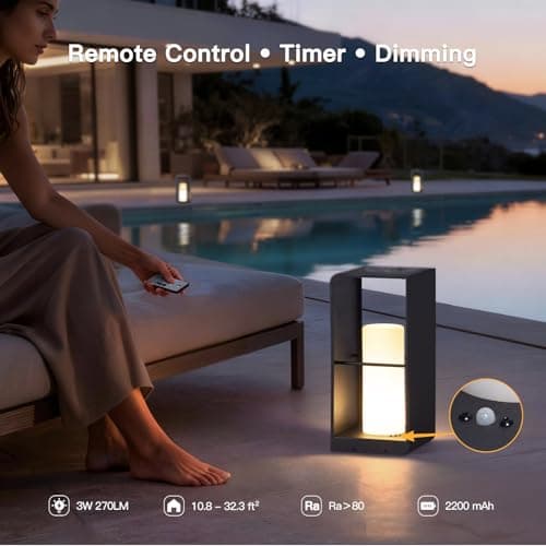 MVBT 17" Tall Solar Floor Lamp, 3000K LED Solar Lanterns Outdoor Waterproof, Modern Outdoor Lights for Patio, Large Pathway Lights Solar Powered, Dusk to Dawn Floor Lamps for Yard Pathway Garden Porch - Thumbnail 5