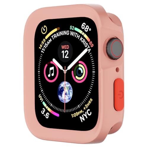 SDOCEBF Rugged Case for Apple Watch Case 41mm 40mm Series 9/8/7/6/5/4/SE3/2/1, Apple Watch Series 8 41mm Case, Soft Flexible TPU Shockproof Protective Cover, Pink - Image 1