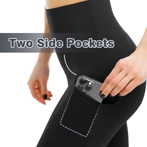 Leafigure 2 Pack Leggings with Pockets for Women, High Waisted Soft Leggings for Yoga Gym Black LXL - Thumbnail 4