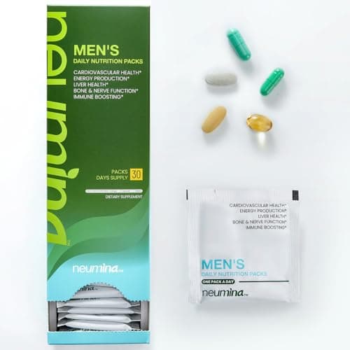 NEUMINA Multivitamin for Men All-in-One, Men’s Vitamins Packs for Stress Relief, Energy Production, Bone Health, Liver Support, 30 Portable Individually Packs - Image 1