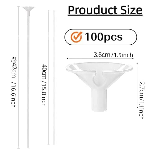 KAIQIZON Balloon Sticks - 100Pcs Balloon Stick and Cup for Decorations Birthday flower bouquet Party Wedding - Thumbnail 2