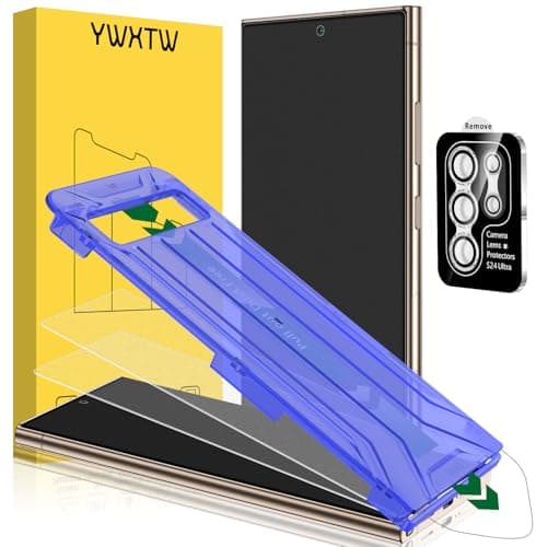 YWXTW 2 Pack Matte Screen Protector for Samsung Galaxy S24 Ultra + 1 Set Camera Lens Protector, [Smooth as Silk] [Fingerprint Unlocking] Anti Glare Anti Fingerprint Tempered Glass Screen Protector, Bubble Free - Image 1