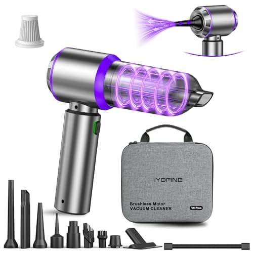 IYOFINE Vacuum/Air Duster 80,000RPM Super Power Mini Car Vacuum Cleaner 4-in-1 air Blower Gun Air Duster & Air Blower & Pump Hand Electric air Duster Handheld dust Blower Blower Cordless (Purple)