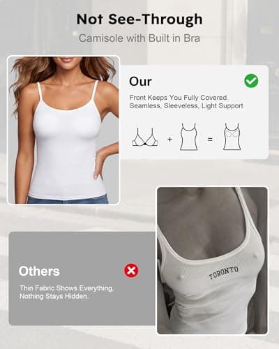 leviace 3 Pack Padded Camisole Tops for Women - Double Lined Adjustable Spaghetti Strap Built-in Bra Shirts Sleeveless Layering Cami Basic Tank Top Fitted Summer Cloth Undershirt 2026, Neutrals, S - Thumbnail 4