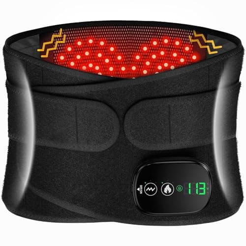 Lower Back Massager with Heat, Heating Pad for Back, Stomach Heating Pad, Waist Belt Wrap with Heat Vibration 3 Levels Adjustable, Touchscreen Control, Adjustable Size, Gifts for Dad Mom (Black) - Image 1