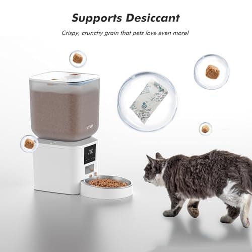 Automatic Dog Feeder - 8L/34 Cups Large Capacity Automatic Cat Food Dispenser with LCD Screen, Large Food Tray, Battery Operated, Timed Cat Feeder, Up to 50 Portions 6 Meals Per Day, Keeps Fresh - Thumbnail 5