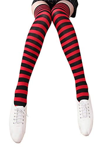 Bienvenu Colorful Rainbow Stripe Leggings Long Knit Gloves Socks Set Party Costume Accessory,Red - Thumbnail 3