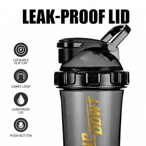 BBIPDDWT 20 oz Protein Shaker Bottle,Black - Thumbnail 3