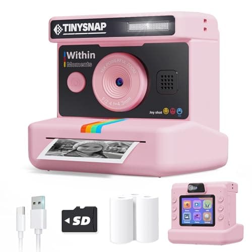 Eveedo Instant Print Camera for Kids,2.4 Inch Screen Kids Instant Cameras, Christmas Birthday Gifts for Girls Age 3-12, Portable Toddler Toy for 3 4 5 6 7 8 9 10 Year Old Girls Boys (Pink) - Image 1