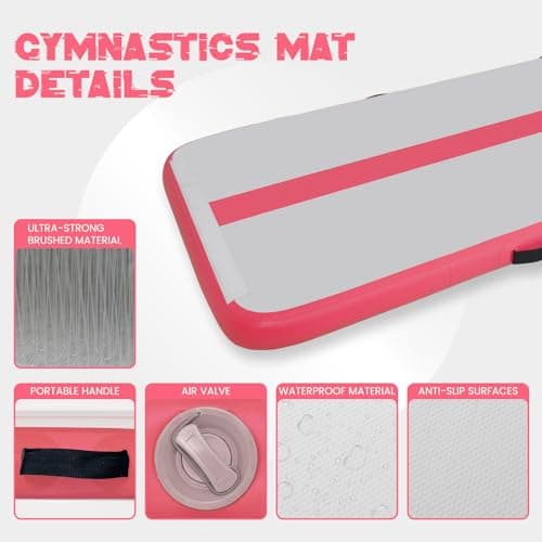 Tuxedo Sailor 10ft/13ft Inflatable Gymnastics Mat, 4-Inch Thick Air Tumbling Track with High-Speed Electric Pump, Storage Bag & Repair Kit for Home Gym, Cheerleading, Yoga, Kids Training (Blue & Pink) - Thumbnail 4
