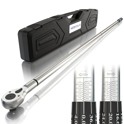 NEBICALS 1 Inch Drive Torque Wrench with 200-1200 ft lb / 271-1627 Nm/High hardness & strength/Long lifetime/Less effort for Off-road equipment/Truck/Motor homes/Drilling platform/Excavator