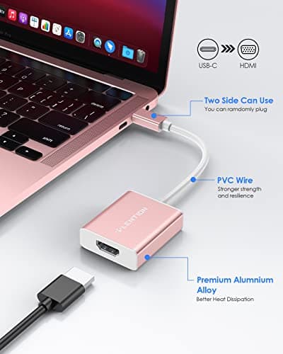 LENTION USB C to HDMI Adapter Compatible with iPhone 15/16/17 to HDMI Adapter for TV, Thunderbolt 3/4 to HDMI for 2025-2016 MacBook Pro, iMac/Air iPad, Galaxy HDTV Projector Monitor (Rose Gold) - Thumbnail 6