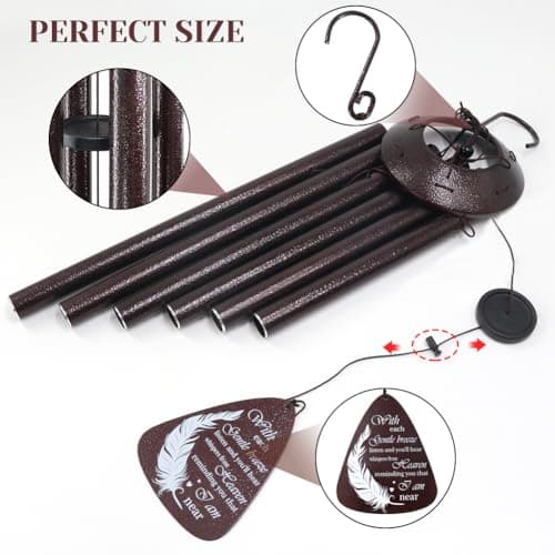 Howarmer Memorial Wind Chimes for Loss of Loved One – Sympathy Wind Chime with Saying “with Each Gentle Breeze” – Remembrance Bereavement Gift for Garden, Patio, or Outdoor Decor - Thumbnail 3