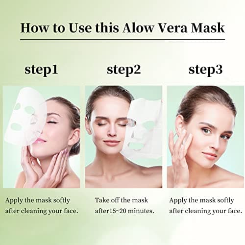YAFUSIPE Face Masks Skincare Sheet Mask Aloe Vera Sheets Mask, Hydrating Face Masks Soothing Facial Mask for All SkinTypes Sun Care, Facial Masks for Women Skin Care Sheet Masks for Face Pack of 10 - Thumbnail 6