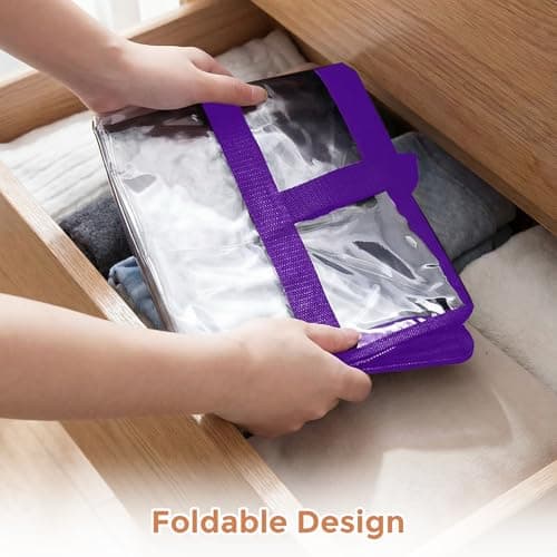 Budding Joy 6 Pack Clear Zippered Storage Bags for Clothes,40L Closet Organizers and Storage Containers Vinyl Moving Bag for Bedding, Linen, Blankets, Comforters, Clothing & Toys - Thumbnail 5