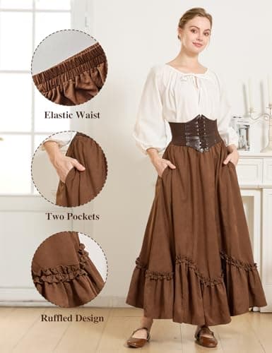 BEAUTELICATE Victorian Medieval Skirt Renaissance Costume Women Skirt with Pockets - Thumbnail 6