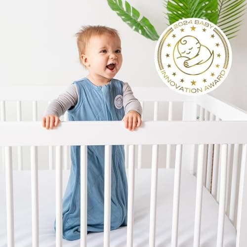 Dreamland Baby Lightweight Bamboo Viscose Sleep Sack (6-12 Months). 1.0 TOG Ultra Soft Blanket w/ 2-Way Zipper. 95% Viscose, 5% Spandex (Ocean). Mom-Owned US Business, Premium Materials - Thumbnail 2