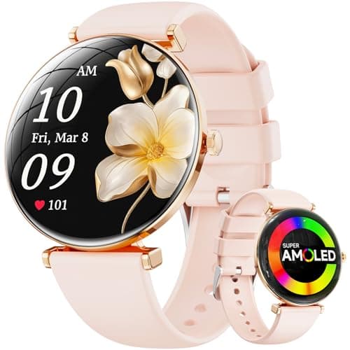 Hwagol Smart Watches for Women with Android iPhone Compatible[Calls/Metal Thin Body],1.43" Micro-Spherical AMOLED Screen,Fitness Watch with Sleep/Heart Rate Monitor,Pedometer for Steps Miles - Image 1