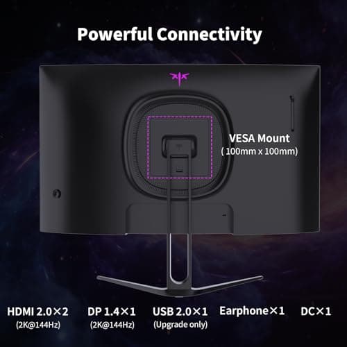 KTC H27S5C 27" Curved Gaming Monitor, 1440P QHD 144Hz 120Hz Monitor, 1500R HVA Panel, HDR400, Adaptive Sync, 400nits, HDMI 2.0 x2, DP 1.4, VESA 100x100 PC Monitor - Thumbnail 6