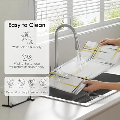 3 PCS Large Stone Dish Drying Mat for Kitchen Counter -24"x16" Absorbent Diatomaceous Earth Mat with Stone Faucet Mat & Soap Tray - Quick Dry, Collapsible, Non-Slip Countertop Organizer - Thumbnail 4