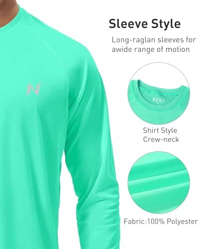isnowood UPF 50+ Swim Shirts for Men, Sun Protection Short Sleeve Rash Guard Mens Quick Dry Surf Athletic Beach Shirt Mint Green - Thumbnail 3