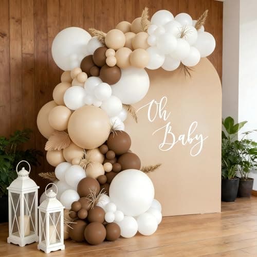 160Pcs Neutral Balloon Garland Arch Kit Brown Beige Nude Tan White Balloons for Neutral Bear Baby Shower Birthday Party Decorations - Thumbnail 4