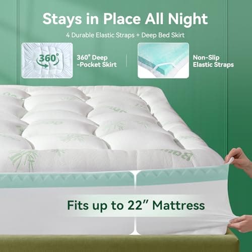 NicePlus Dual Layer 4 Inch Twin XL Mattress Topper - 2" Gel Cooling Memory Foam and 2" Ultra Soft Pillow Top, Viscose Made from Bamboo Mattress Topper for Back Pain Relief - White - Thumbnail 6