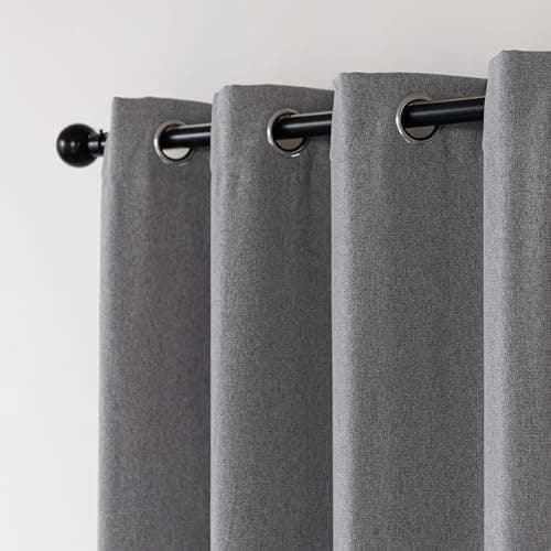 Amazon Basics Chenille Room Darkening Curtains, Light Filtering Window Drapes for Bedroom and Living Room, 2-Panel Set with Grommets, 42" W × 63" L, Grey Solid - Thumbnail 2