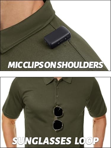 TACVASEN Polo Shirts for Men Dry Fit Short Sleeve Performance Collared Shirt Light UPF 50+ Tactical Work Golf Polos Army Green, M - Thumbnail 3