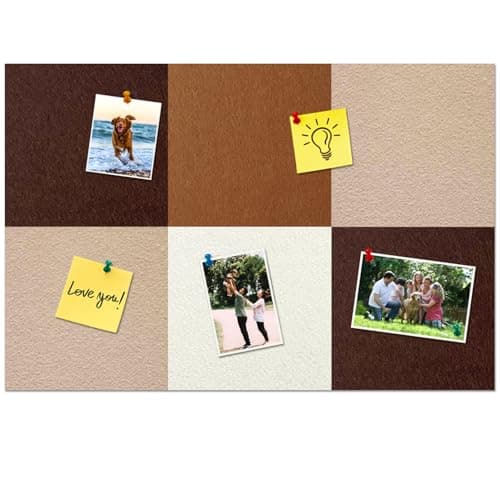 HULAVO Square Felt Cork Bulletin Board Tiles, Self Adhesive DIY Felt Pin Board for Wall 30" x 20" with 35 Pushpins for Office School Home Wall Decor Stickers Memos Photos Display (Gradual Brown) - Image 1