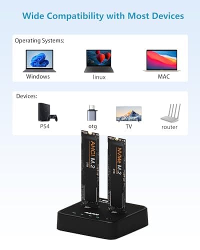 MAIWO K3016P2 NVMe AHCI M.2 SSD Duplicator, USB3.2 Type C 20Gbps Clone Docking Station, for M.2 SSD 2230/2242/ 2260/2280, Support One Key Cloner Copy Function - Thumbnail 4