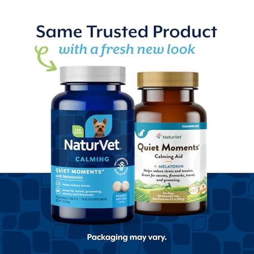 NaturVet Quiet Moments Calming Aid Melatonin Dog Supplement – Helps Reduce Stress in Dogs – for Pet Storm Anxiety, Motion Sickness, Grooming, Separation, Travel – 30 Ct. Tablets - Thumbnail 2