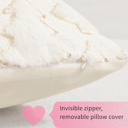 Psythuor 2Pack Christmas Decorative Pillow Covers 20x20 Inch, 3D Xmas Tree Soft Fluffy Plush Sequin Winter Holiday Decor Pillow Cover with Zipper for Couch Bed Sofa Living Room, Green - Thumbnail 2