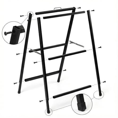 LANGTUKEE Heavy Duty A Frame Sign 24x36 inch - Double Sided Slide-in Metal Sandwich Board for Outdoor Sidewalk Business Advertising, Black Folding Pavement Display Stand, Frame Only - Thumbnail 5