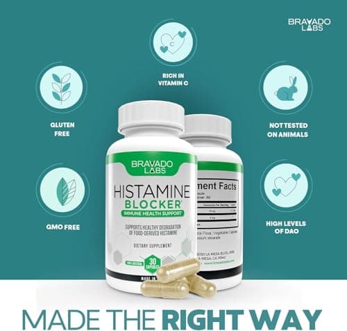 Bravado Labs DAO Supplements Histamine Blocker - DAO Enzyme + Diamine Oxidase & Vitamin C for Daily Histamine Metabolism & Immune Support - 30 ct - Thumbnail 5