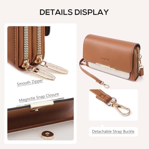 Roulens Small Crossbody Bag for Women,Cell Phone Purse Women's Shoulder Handbags Wallet Purse with Credit Card Slots - Thumbnail 5
