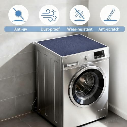 2 Pcs Washer and Dryer Topper 27" X 27" Washing Machine Covers for The Top Protector Mat with Rubber Bottom Non Slip Durable Laundry Countertop, Grey - Thumbnail 3
