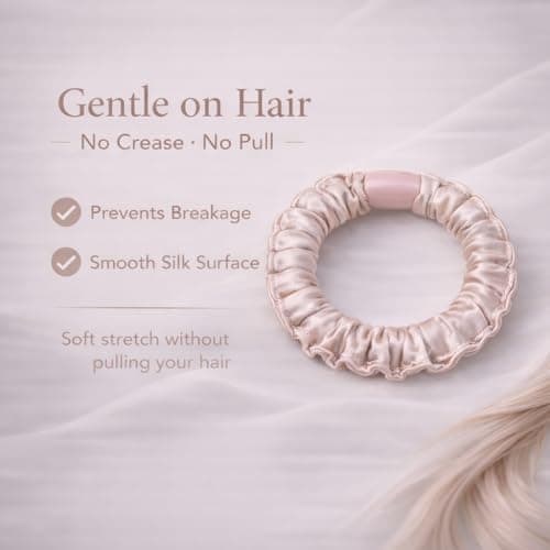 UaiUya 7PCS Skinny Satin Scrunchies, Softer Than Silk Hair Ties, Gentle for Frizz, Ideal Gifts for Women Basic - Thumbnail 2