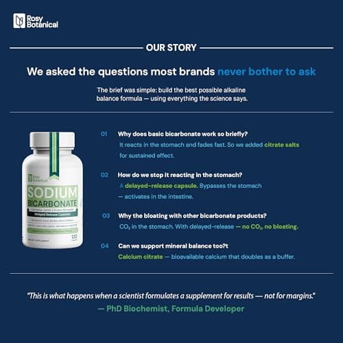 Aluminum Free Sodium Bicarbonate Capsules for Synergistic Alkalization, Body PH Support with Improved Absorption & Mineral Support, Bicarbonato De Sodio, Delayed Release 120 caps - Thumbnail 2