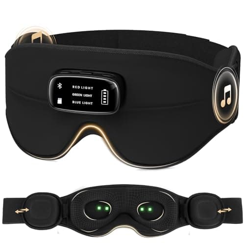 LC-dolida Pro Bluetooth Sleep Mask with White Noise & 3 Lights, Sleep Headphones with Upgrade Chip & Pure Sound, 3D Zero-Pressure Design for Side Sleepers, Total Blackout Soft Sleep Eye Mask, Black - Image 1